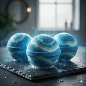 A cluster of bright, speckled Blue Bath Bombs Bulk infused with a refreshing, aquatic ocean scent.