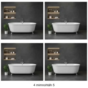 A tranquil evening bath setup with candles, bubbles, and a bottle of high-quality scented bath oil.