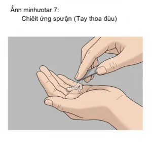 Gentle application of moisturizing scented bath oil directly onto the skin after a shower or bath.