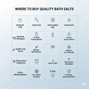A helpful retail comparison chart to assist anyone looking for where do i get bath salts at the best price.