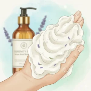 A close-up illustration of the rich and creamy lather produced by a premium stress relief body wash.