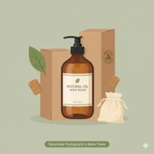 Sustainable and eco-friendly glass packaging designed for a natural oil body wash.