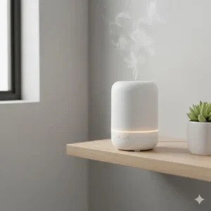 A portable battery-operated diffuser in toilet suitable for areas without power outlets.