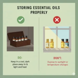 A wooden box protecting the best cheap essential oils from direct sunlight and heat.