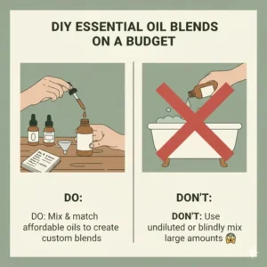 A person mixing different scents to create custom aromatherapy recipes with the best cheap essential oils.