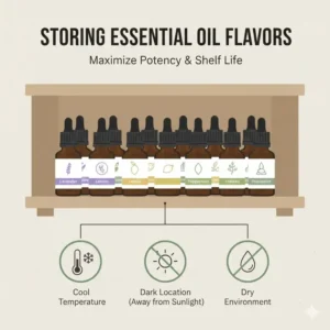 An educational infographic about the best practices for storing essential oil flavors to maintain potency.