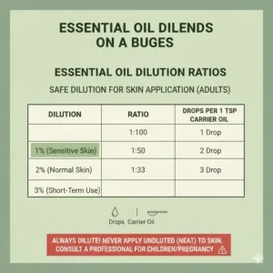 A safety chart explaining the correct dilution ratios when using the best cheap essential oils on skin.