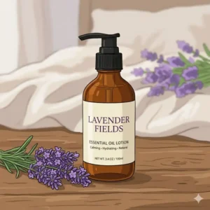 Natural organic ingredients used to create a moisturizing essential oil lotion.