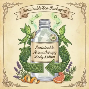 Illustration 5: Eco-friendly and sustainable packaging for a premium aromatherapy body lotion bottle.