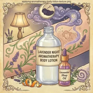 Illustration 7: A close-up graphic showing the creamy and non-greasy texture of aromatherapy body_lotion.