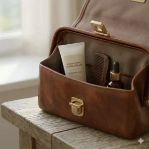 A portable tube of aromatherapy hand cream tucked into a handbag for daily skin protection.