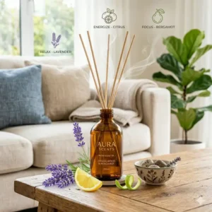 Various botanical extracts and herbs used to create natural room scent oil blends.