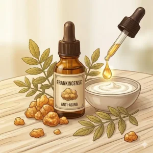 Beautiful illustration of frankincense, known as one of the best essential oils to add to body lotion for anti-aging.