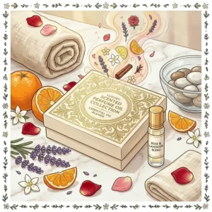 Luxury packaging for a high-end perfume scented essential oil gift set collection.