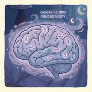 Conceptual illustration showing how the aroma of lavender sleep spray interacts with the brain to promote relaxation and reduce anxiety.