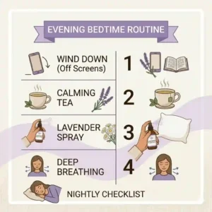 A diagram illustrating how lavender pillow spray affects and improves the sleep cycle.