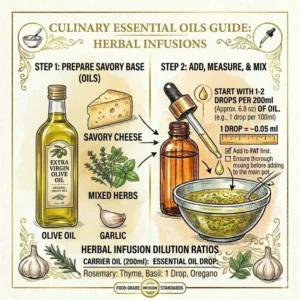 Best practices for storing essential oils food grade in a cool dark pantry to maintain quality.