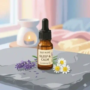 A person peacefully enjoying the therapeutic scent of calm essential oil, experiencing calm essential oil benefits.